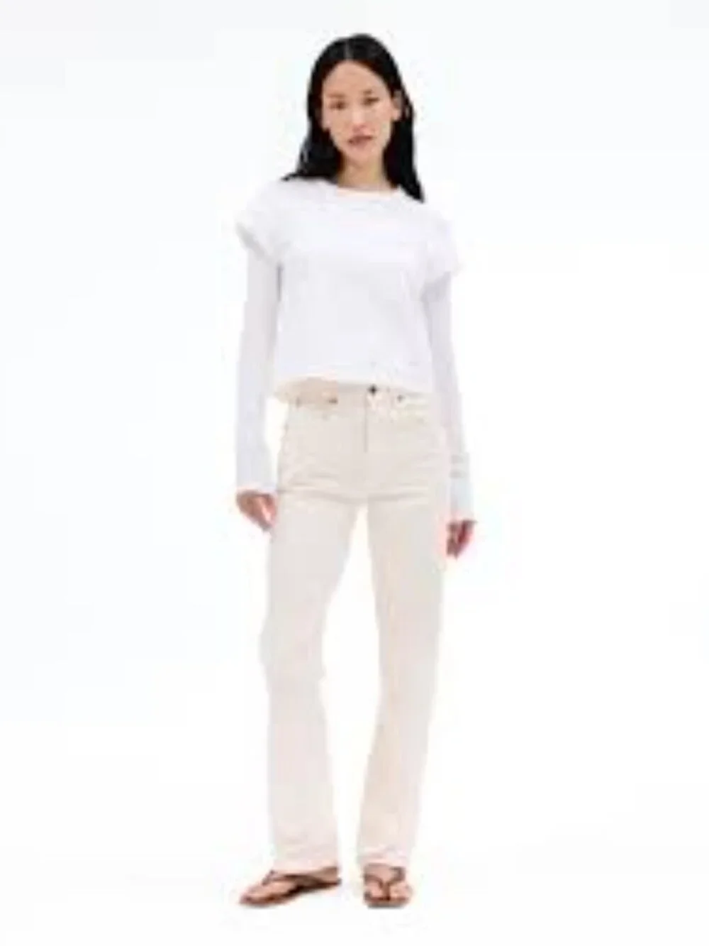 Slvrlake London High Rise Straight Leg Jean Ecru Size 27 FLAWED
